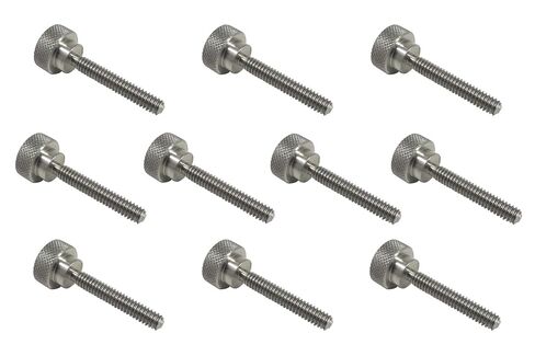 10 Pack 1/4-20 x 1-1/2 Inch Threads 303 Stainless Steel Diamond Knurled Thumb Screws Knobs with Straight Shoulders Right-Hand Threads SAE Flat Tip Uncoated in Saudi Arabia