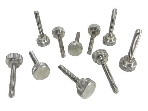 10 Pack 1/4-20 x 1-1/2 Inch Threads 303 Stainless Steel Diamond Knurled Thumb Screws Knobs with Straight Shoulders Right-Hand Threads SAE Flat Tip Uncoated in Saudi Arabia