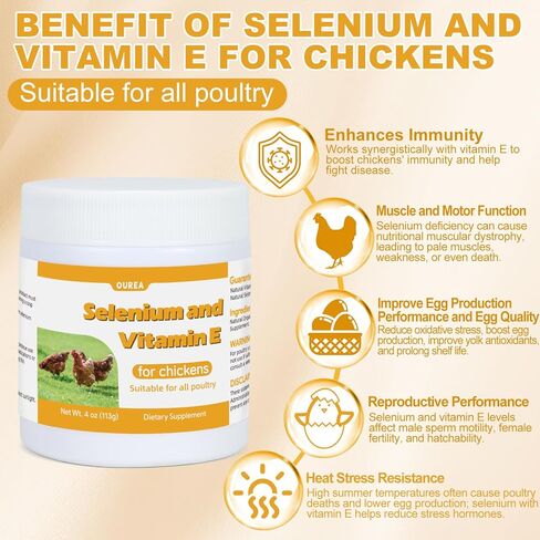 E+S Poultry Vitality Formula | Selenium for Chickens & All Poultry | Nutrient Support Powder for Energy Balance and Mobility | Feed Mix Additive for Healthy Growth in Kuwait