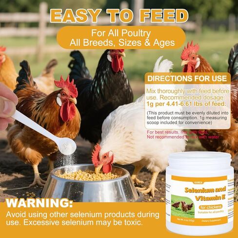 E+S Poultry Vitality Formula | Selenium for Chickens & All Poultry | Nutrient Support Powder for Energy Balance and Mobility | Feed Mix Additive for Healthy Growth in Kuwait