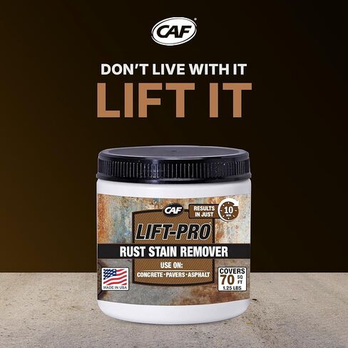 CAF Lift Pro Rust Stain Remover Concentrate for Concrete, Pavers, Brick, Tile and Grout, Outdoor Natural Cleaner Powder Makes 1 Gallon, No Scrub Rust Remover for Driveway, Patio and Asphalt Surfaces in Saudi Arabia