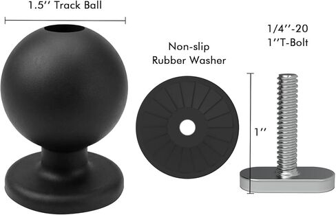 2001 1.5" or 1" Track Ball, T-Bolt Mount Track Ball with 1/4"-20 x 1 T-Bolt Attachment for Kayaks, Boats in Kuwait