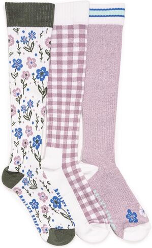 MUK LUKS Women's 3 Pack Tall Cotton Compression Knee-High Socks, Multi, OS in Saudi Arabia