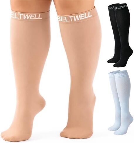 Beltwell® Extra Wide Compression Socks for Women & Men 20–30mmHg Plus Size Support for Swelling, Edema & Varicose Veins in Kuwait