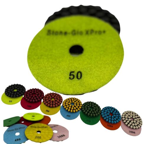 STONE-GLO XPro+ وسادات تلميع ألماس 5 قطع 4 بوصة حجر جرانيت رطب/جاف للحفر والمطحنة والتلميع ووسادة تلميع للخرسانة والرخام وحجر الكوارتز وتلميع البلاط (1500GRIT) in Saudi Arabia