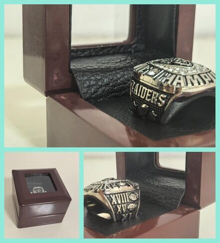 Rare Legacy 2024 Championship Ring RaiderTM - صندوق صندل شفاف عالي المستوى مطلي بالذهب/الفضة • عرض طبق الأصل للبالغين in Saudi Arabia