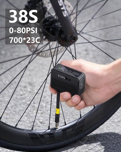 TOWILD A13 Mini Electric Bike Pump, 30Mins Fast Charging Portable Bicycle Pump with Gauge, 130PSI Small Air Pump for Bike Tires, Smart Auto-Off Tire Inflator Compatible with Road, Mountain & E-Bikes in Kuwait