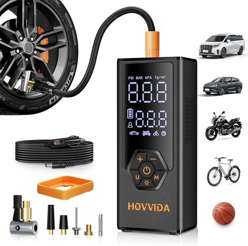Tire Inflator Portable Air Compressor, Air Pump for Car Tires, 7800 mAh Battery, 12V DC, 150 PSI, 40L/min Air Flow, Fast Inflation, Portable air pump for MPV, SUV, Car, Motorcycle, Bike, Ball in Saudi Arabia
