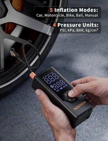 Tire Inflator Portable Air Compressor, Air Pump for Car Tires, 7800 mAh Battery, 12V DC, 150 PSI, 40L/min Air Flow, Fast Inflation, Portable air pump for MPV, SUV, Car, Motorcycle, Bike, Ball in Saudi Arabia
