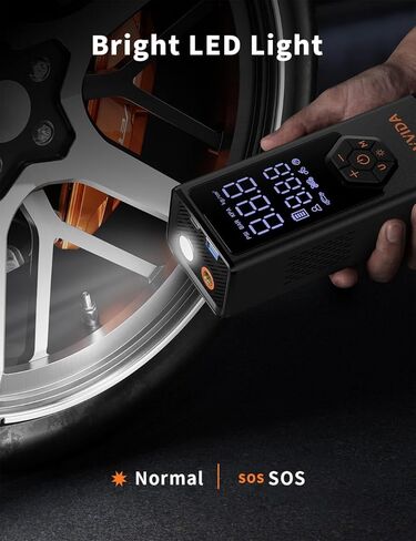 Tire Inflator Portable Air Compressor, Air Pump for Car Tires, 7800 mAh Battery, 12V DC, 150 PSI, 40L/min Air Flow, Fast Inflation, Portable air pump for MPV, SUV, Car, Motorcycle, Bike, Ball in Saudi Arabia