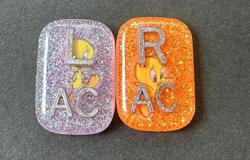 Yellow Bird X-ray Markers, 2 or 3 Initials,Cute, Small Rectangle, Glitter in Kuwait