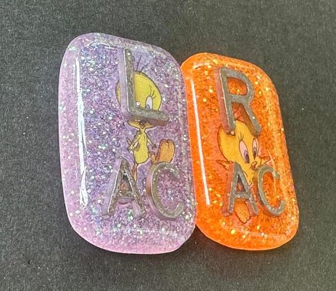 Yellow Bird X-ray Markers, 2 or 3 Initials,Cute, Small Rectangle, Glitter in Kuwait