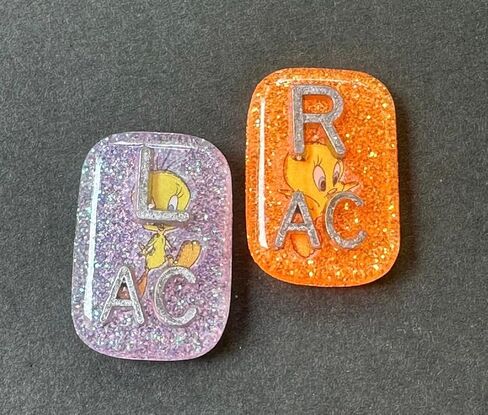 Yellow Bird X-ray Markers, 2 or 3 Initials,Cute, Small Rectangle, Glitter in Kuwait
