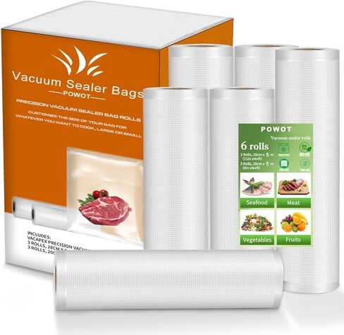 Precision Multi-layer Vacuum Sealer Bags Rolls, 8" x 16.4'(3 Rolls) and 11" x 16.4' (3 Rolls), BPA-Free Commercial Grade, Food Preservation, Food Vacuum Sealer Bags for Sous Vide and Freezer Storage in Saudi Arabia