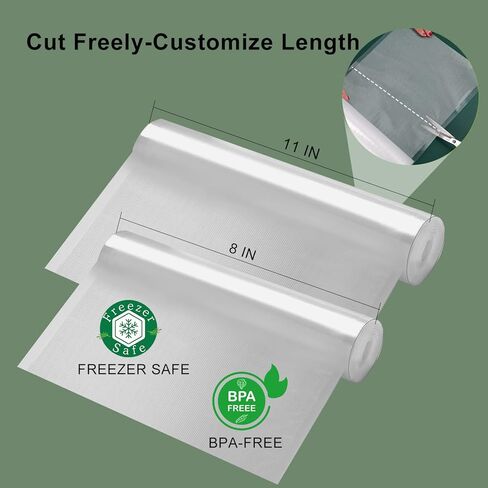 Precision Multi-layer Vacuum Sealer Bags Rolls, 8" x 16.4'(3 Rolls) and 11" x 16.4' (3 Rolls), BPA-Free Commercial Grade, Food Preservation, Food Vacuum Sealer Bags for Sous Vide and Freezer Storage in Saudi Arabia