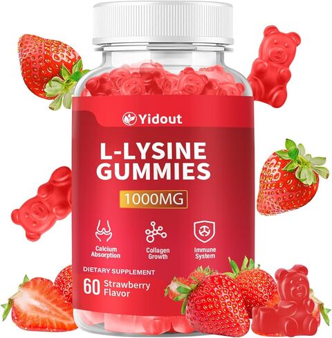 علكة إل ليسين 1000 ملغ لدعم المناعة وصحة الجلد - مكمل ليسين قابل للمضغ للبالغين، خالي من السكر، نكهة الفراولة الطبيعية، خالي من الغلوتين (60 قطعة (عبوة من قطعة واحدة)) in Kuwait