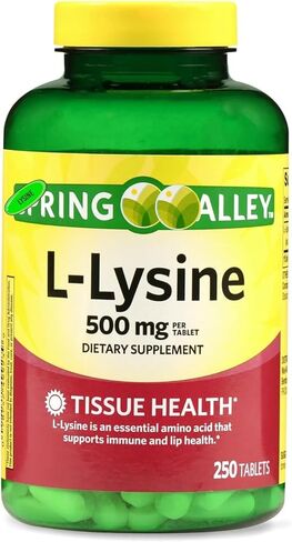 L Lysine 500mg Tablets, Super Lysine Immune Support & Healthy Skin, 250 Count (Pack of 1) Plus Sticker vsl in Saudi Arabia