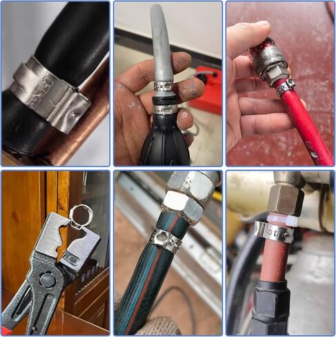 55Pcs 12.8-15.3mm 304 Stainless Steel Single Ear Hose Clamps Ear Stepless Hose Clamp Pinch Clamps Perfect for Automotive, Home Appliance Line and Plumbing in Kuwait