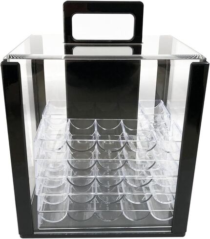 Acrylic Chip Case Storage Box Games Accessories Portable Carrying Case Chip Carrier for Family Gatherings Casual Game Night, with 40mm Trays in Kuwait