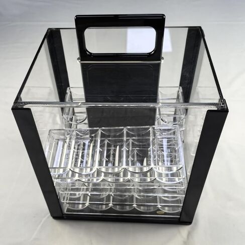 Acrylic Chip Case Storage Box Games Accessories Portable Carrying Case Chip Carrier for Family Gatherings Casual Game Night, with 40mm Trays in Kuwait