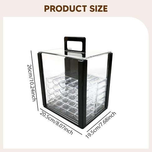 Acrylic Chip Case Storage Box Games Accessories Portable Carrying Case Chip Carrier for Family Gatherings Casual Game Night, with 40mm Trays in Kuwait