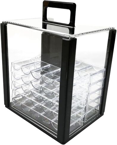 Acrylic Chip Case Storage Box Games Accessories Portable Carrying Case Chip Carrier for Family Gatherings Casual Game Night, with 40mm Trays in Kuwait