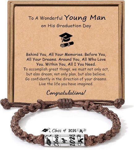 JoycuFF 2025 Graduation Gifts for Him High School College Gifts for Men Leather Bracelet for Son Boyfriend Brother Grandson Friends in Kuwait