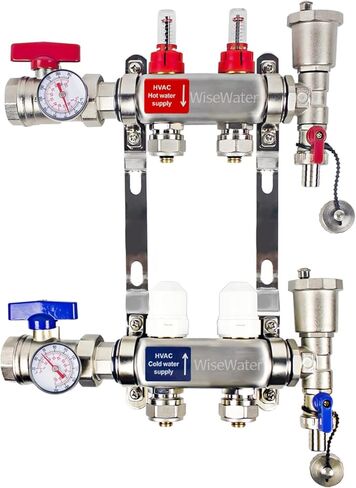 AB 4 Loop PEX/Radiant Manifold, 1/2 Inch Compatible Outlets, Up to 1.3 GPM Flow Valve for Hydronic Radiant Floor Heating(1/2" Connectors Included) in Saudi Arabia