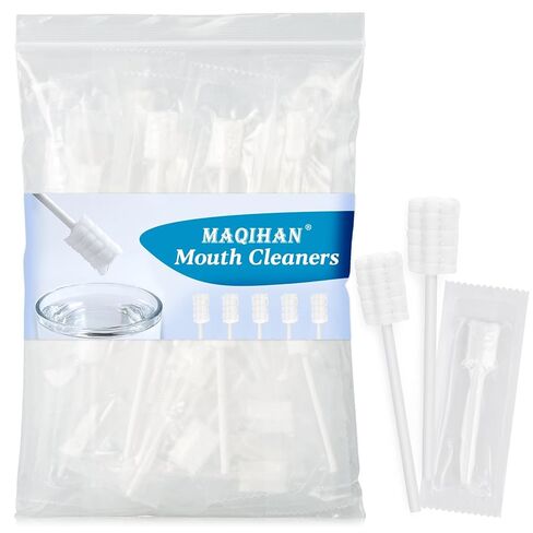 MAQIHAN 50 Gauze Mouth Swabs - Oral Swabs Disposable Toothbrushes Individually Wrapped Swabsticks for Dry Mouth Cotton Gauze on a Stick Dental Oral Care Supplies Mini Thrush Mouth Treatment in Kuwait