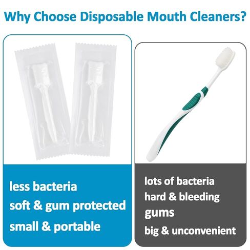 MAQIHAN 50 Gauze Mouth Swabs - Oral Swabs Disposable Toothbrushes Individually Wrapped Swabsticks for Dry Mouth Cotton Gauze on a Stick Dental Oral Care Supplies Mini Thrush Mouth Treatment in Kuwait