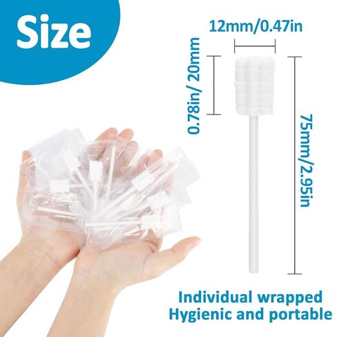 MAQIHAN 50 Gauze Mouth Swabs - Oral Swabs Disposable Toothbrushes Individually Wrapped Swabsticks for Dry Mouth Cotton Gauze on a Stick Dental Oral Care Supplies Mini Thrush Mouth Treatment in Kuwait