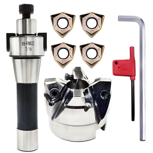 حامل قاطعة المطحنة الوجهية MFWN9050R-22-4T+R8-FMB22-7/16+WNMU080608 شفرة من سبيكة صلبة + مفتاح ربط 8 مم + مفتاح ربط T15، يستخدم في التشغيل الآلي لقطعة العمل على آلة الطحن. in Kuwait