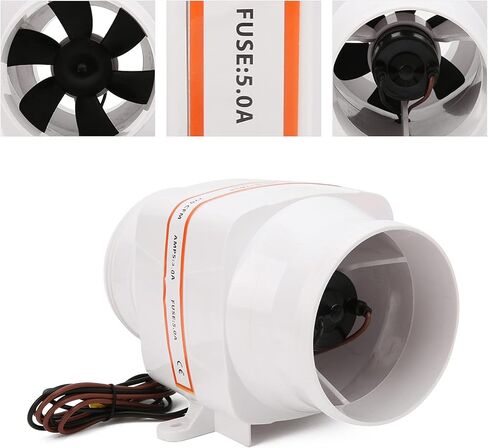 4in 270CFM Bilge Air Blower, in Line Electric Marine Boat Air Blower, ABS Plastic, 24V Airflow Blower with 6 Fan for Compartment Ventilation in Kuwait