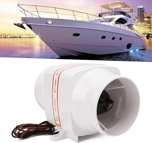4in 270CFM Bilge Air Blower, in Line Electric Marine Boat Air Blower, ABS Plastic, 24V Airflow Blower with 6 Fan for Compartment Ventilation in Kuwait