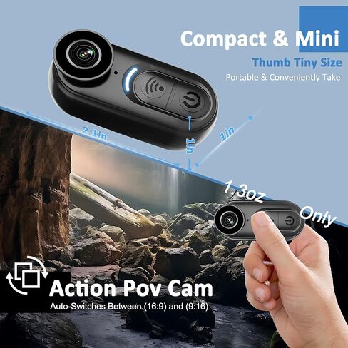 كاميرا POV Action يمكن ارتداؤها بدقة 4K، وكاميرا IPX7 صغيرة مضادة للماء مع تثبيت الصورة بـ 6 محاور، وكاميرا إبهام بدون استخدام اليدين لركوب الدراجات، والسفر، والرياضات الخارجية in Kuwait