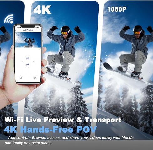 كاميرا POV Action يمكن ارتداؤها بدقة 4K، وكاميرا IPX7 صغيرة مضادة للماء مع تثبيت الصورة بـ 6 محاور، وكاميرا إبهام بدون استخدام اليدين لركوب الدراجات، والسفر، والرياضات الخارجية in Kuwait