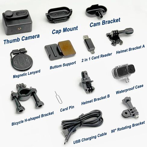 كاميرا POV Action يمكن ارتداؤها بدقة 4K، وكاميرا IPX7 صغيرة مضادة للماء مع تثبيت الصورة بـ 6 محاور، وكاميرا إبهام بدون استخدام اليدين لركوب الدراجات، والسفر، والرياضات الخارجية in Kuwait