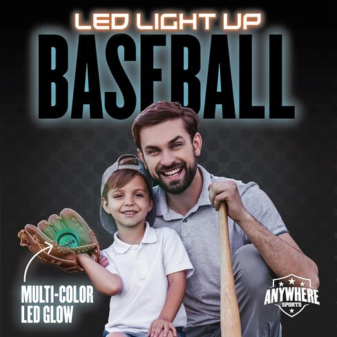 Anywhere Sports Pro Glow Light-Up Baseball – Regulation Size LED Color Changing Baseball with USB Rechargeable Battery – Official Weight Ball for Kids & Adults – Night Play Outdoor Sports Toy Gift in Kuwait