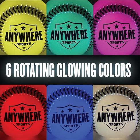 Anywhere Sports Pro Glow Light-Up Baseball – Regulation Size LED Color Changing Baseball with USB Rechargeable Battery – Official Weight Ball for Kids & Adults – Night Play Outdoor Sports Toy Gift in Kuwait