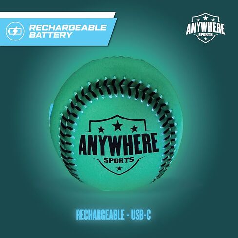 Anywhere Sports Pro Glow Light-Up Baseball – Regulation Size LED Color Changing Baseball with USB Rechargeable Battery – Official Weight Ball for Kids & Adults – Night Play Outdoor Sports Toy Gift in Kuwait