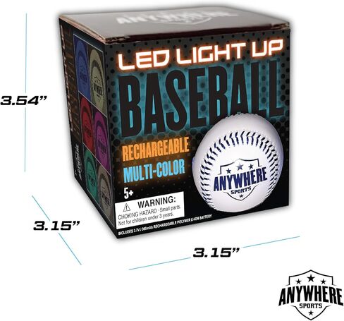 Anywhere Sports Pro Glow Light-Up Baseball – Regulation Size LED Color Changing Baseball with USB Rechargeable Battery – Official Weight Ball for Kids & Adults – Night Play Outdoor Sports Toy Gift in Kuwait