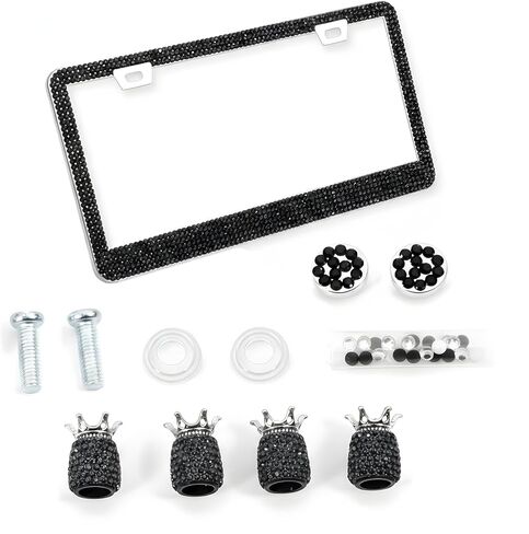 Enhance Your Ride with Dazzling Bling! Our Stylish License Plate Frames add Sparkle to Your car with Glass Rhinestones, Even on Valve caps. Glam up Your Vehicle!, Pink (1 Pc.) in Kuwait