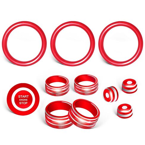 SENSHINE AC Climate Control Knob Cover for Nissan Sentra 14th Gen 2025 2024 2020-2023 Volume Tune Air Vent Outlet Ring Lever Cover Engine Start Stop Button Trim Ring Accessories, 12 Pcs (Red) in Kuwait