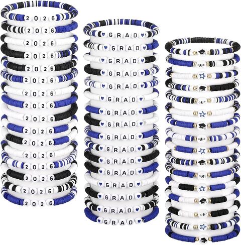 Jadive 48 Pcs Class of 2025 Bracelets Bulk Graduation Friendship Bracelets 2025 End of Year Graduation Gifts for Students Her and Him 5th College Senior High School Congrats Grad Party Favor in Kuwait