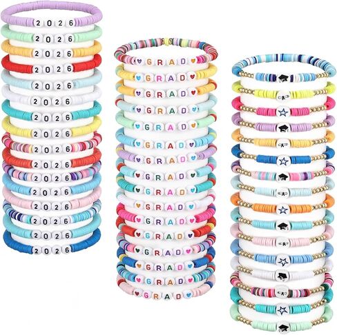 Jadive 48 Pcs Class of 2025 Bracelets Bulk Graduation Friendship Bracelets 2025 End of Year Graduation Gifts for Students Her and Him 5th College Senior High School Congrats Grad Party Favor in Saudi Arabia