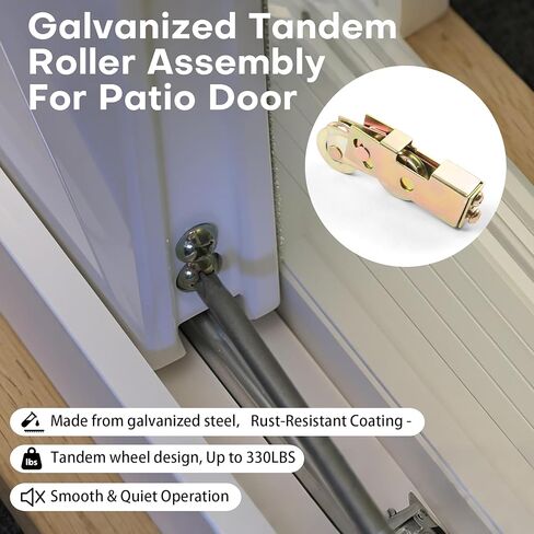 2 Pack Sliding Door Rollers, 1 1/4 Inch Sliding Glass Door Tandem Wheels Replacement Kit, 330LBS Heavy Duty Tamdem Rollers for Patio Door in Kuwait