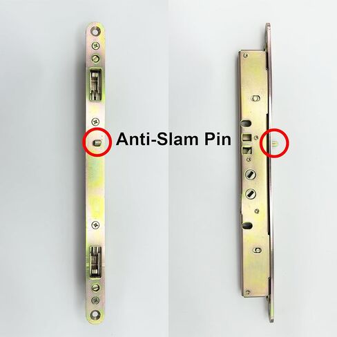 2 Point Sliding Patio Glass Door Mortise Lock with 11-3/4" Faceplate, Dual Point Hooks with Anti-Slam Pin, 45° Keyway, A/B Position, 3-15/16" Handle H.C. (Sold Separately), Non-Handed in Saudi Arabia