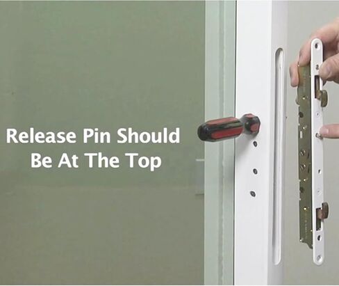 2 Point Sliding Patio Glass Door Mortise Lock with 11-3/4" Faceplate, Dual Point Hooks with Anti-Slam Pin, 45° Keyway, A/B Position, 3-15/16" Handle H.C. (Sold Separately), Non-Handed in Saudi Arabia