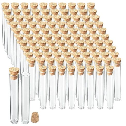 110 Pcs Glass Test Tubes with Cork Stoppers Lab Test Alcohol Tampons Glass Tubes Clear Round Bottom Vials Container for Candy Storage Party Favors Scientific Experiments(15x100mm/13ml) in Kuwait