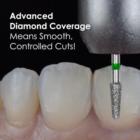 Medidenta Galil Diamond Multi-Use Dental Bur - Round End Taper Shape Coarse Grit 856-016C, FG Shank, 1.6mm Head Diameter, High-Speed Cutting for Crown Prep & Reduction (10 Pack) in Kuwait